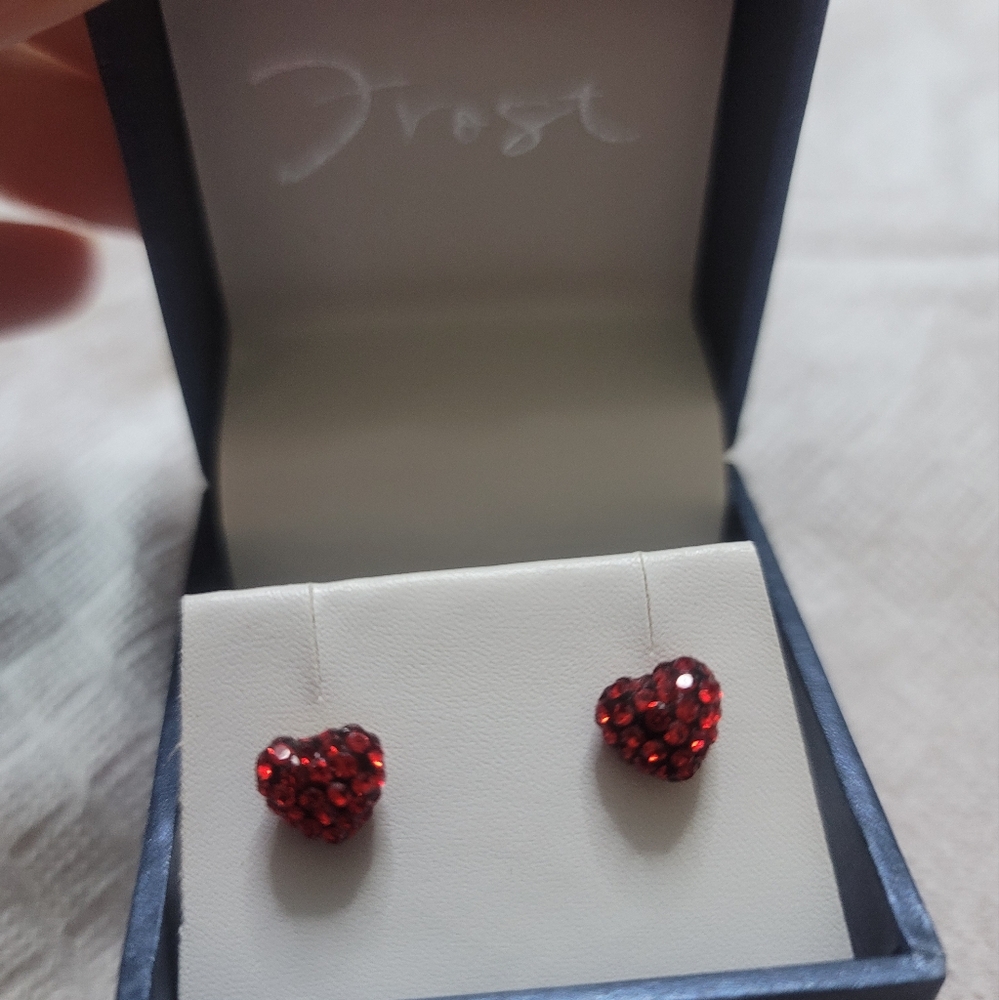 Cute red heart gemstone earrings
